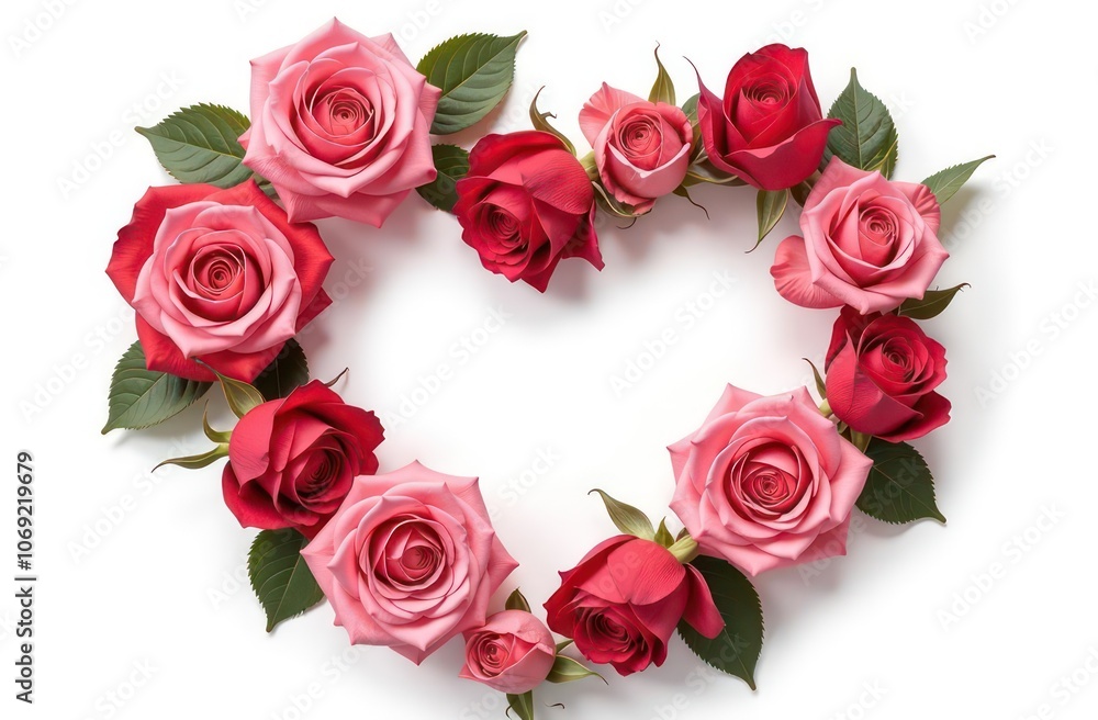 Intertwined roses heart, realist precision, high saturation, beautiful, inspiring, isolated, flat white background Intertwined roses heart, realist precision, high saturation, beautiful, inspiring, isolated, flat white background