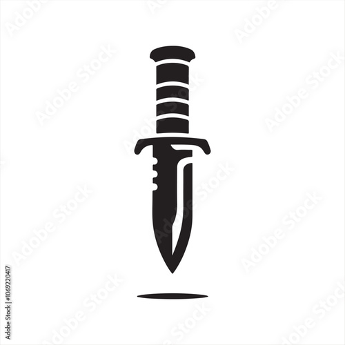 Vector Illustration of a Military Knife Silhouette - Black Icon
