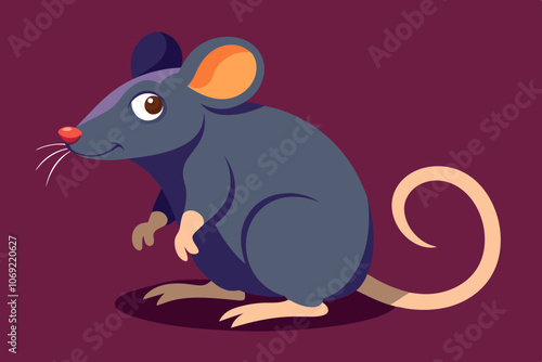 Cute funny cartoon Rat Mouse vector illustration