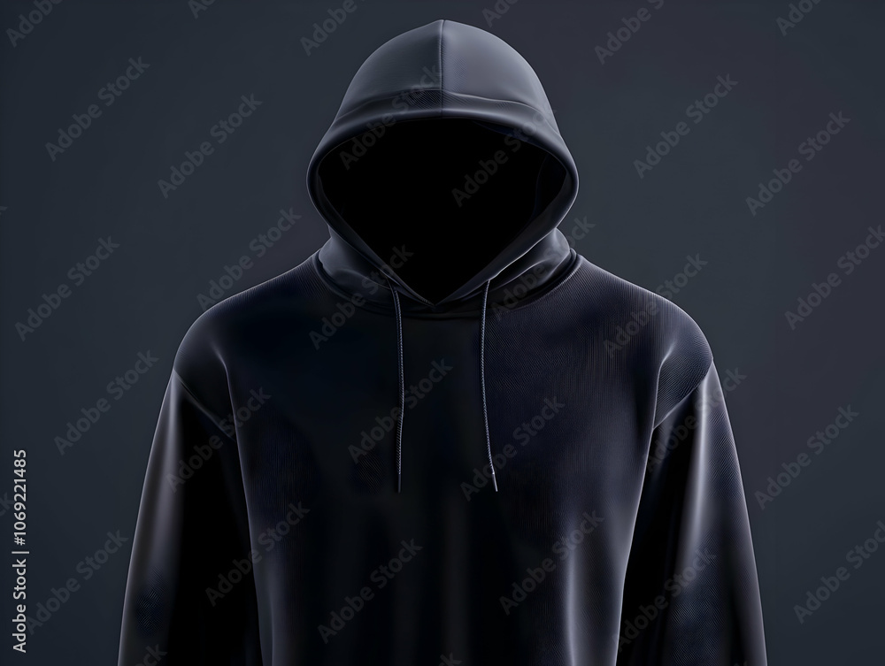 A black hoodie with a hood, set against a dark background, emphasizing anonymity. A black hoodie with a hood, set against a dark background, emphasizing anonymity.