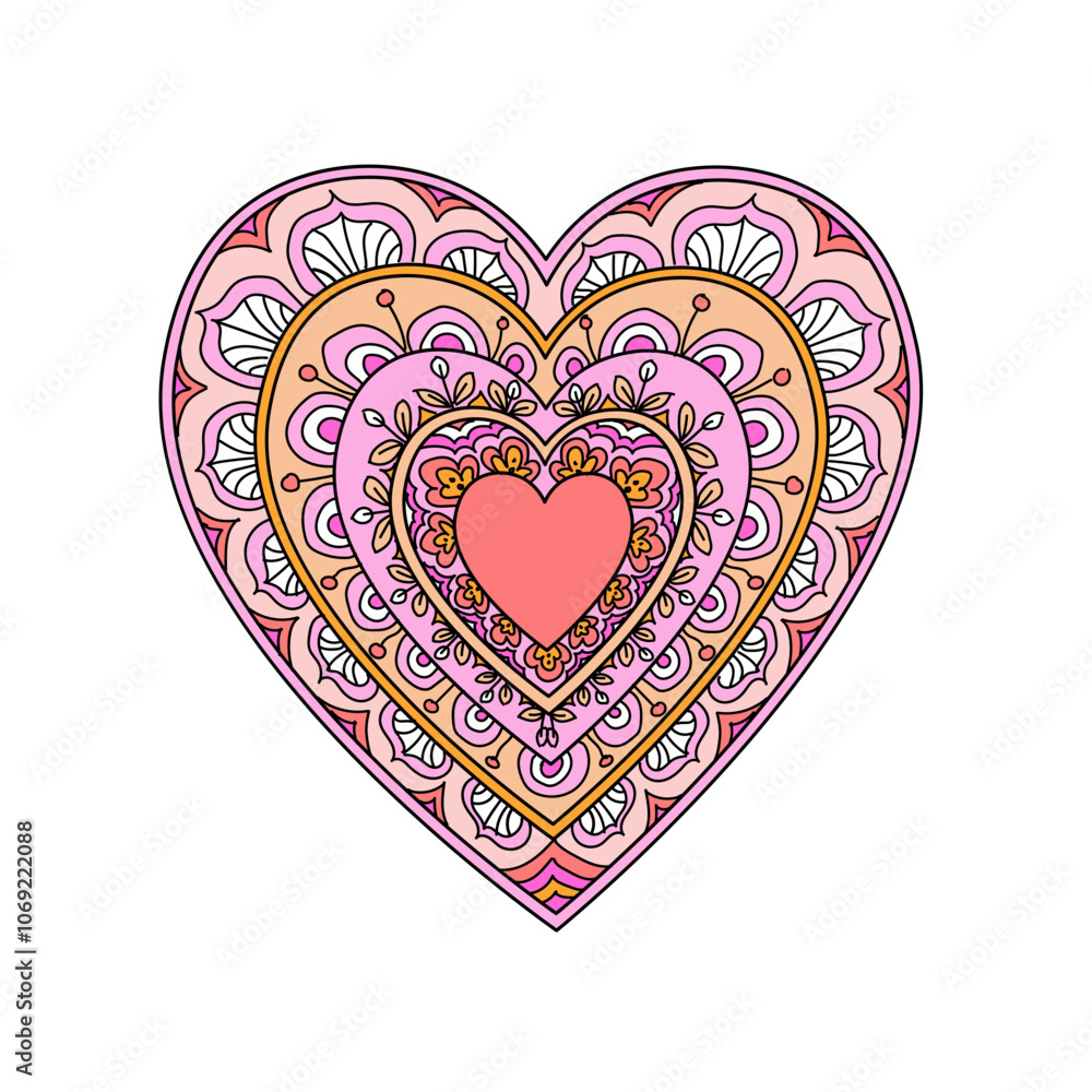 Colored heart zentangle doodle style drawing. Valentine romantic love greeting card. Black ink isolated on white. Adult coloring page antistress drawing heart shape vector illustration Colored heart zentangle doodle style drawing. Valentine romantic love greeting card. Black ink isolated on white. Adult coloring page antistress drawing heart shape vector illustration
