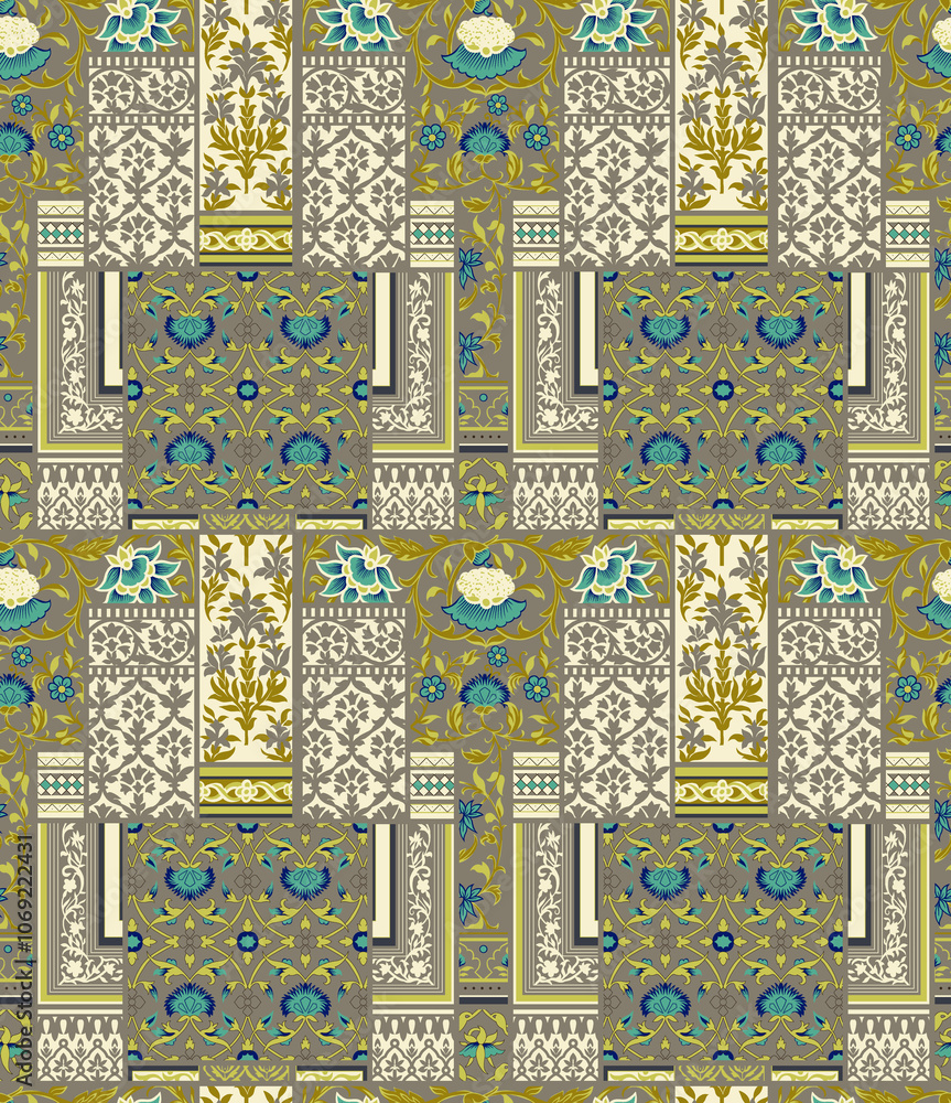 seamless beautiful wallpaper cards all over design floral leaf vintage ornament Victorian ethnic geometric print paisley