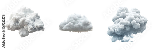 Set of A Cloud shapes for weather and tech themes. on a transparent background, cutout PNG file 