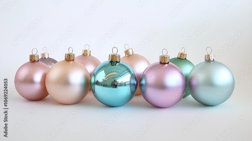 Elegante Weihnachtsgrußkarte mit zarten Christbaumkugeln in harmonischen Pastelltönen. Festliche Dekoration für stilvolle Weihnachtsgrüße. Moderne Weihnachtsdeko-Fotografie Elegante Weihnachtsgrußkarte mit zarten Christbaumkugeln in harmonischen Pastelltönen. Festliche Dekoration für stilvolle Weihnachtsgrüße. Moderne Weihnachtsdeko-Fotografie
