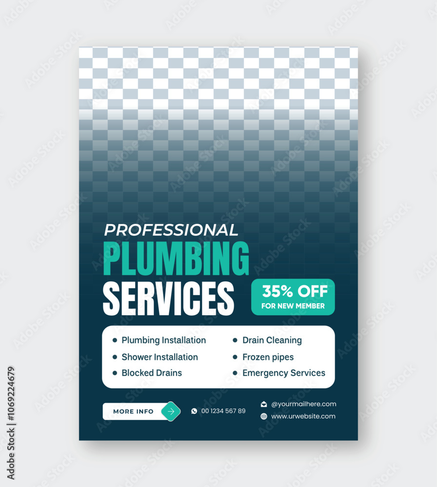 Obraz premium Professional Plumbing Service Flyer or poster design