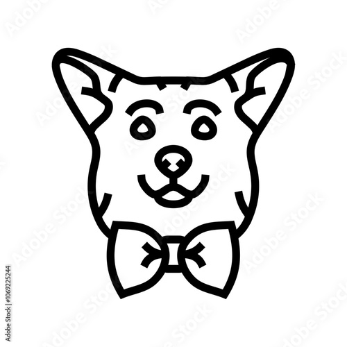 bowtie dog line icon vector. bowtie dog sign. isolated contour symbol black illustration