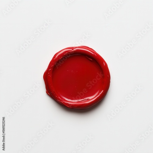 Close-up of a vibrant red wax seal on a white background