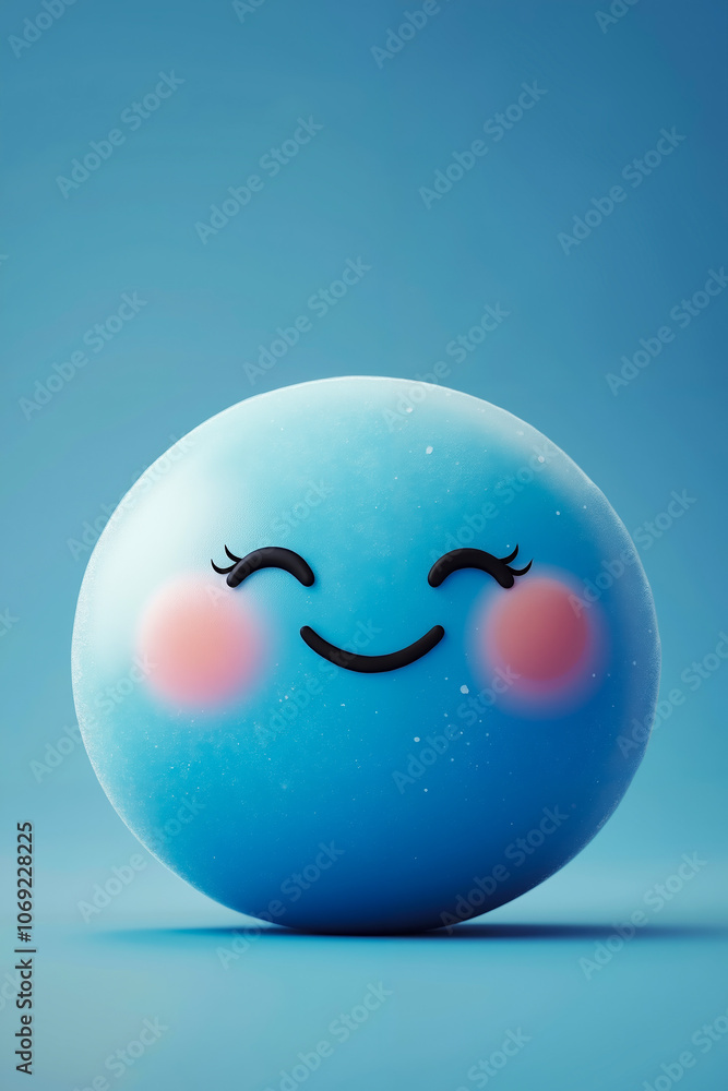 A blue ball with a smiley face on it's face A blue ball with a smiley face on it's face