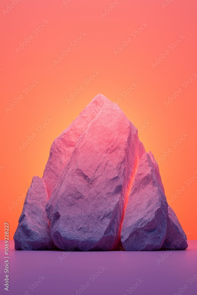 A Colorful Abstract Representation of a Mountain Rock Formation in a Stunning Style
