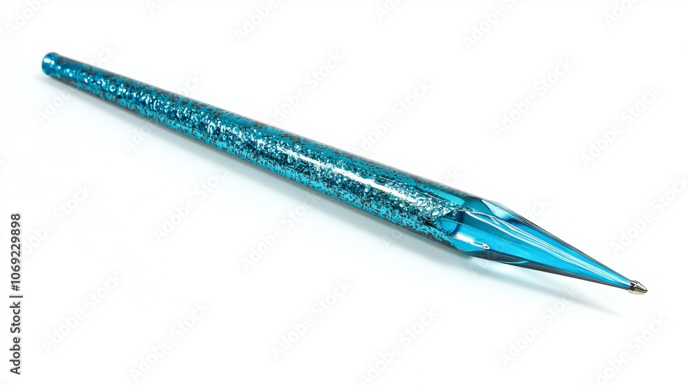 A metallic pen designed for cutting glass, shown in isolation against a white backdrop. A metallic pen designed for cutting glass, shown in isolation against a white backdrop.