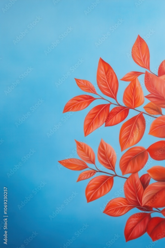 Vibrant red leaves against a serene blue sky Vibrant red leaves against a serene blue sky