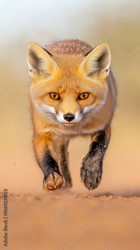 A captivating close-up of a fox in natural light, showcasing its gentle nature amid a vibrant landscape A captivating close-up of a fox in natural light, showcasing its gentle nature amid a vibrant landscape