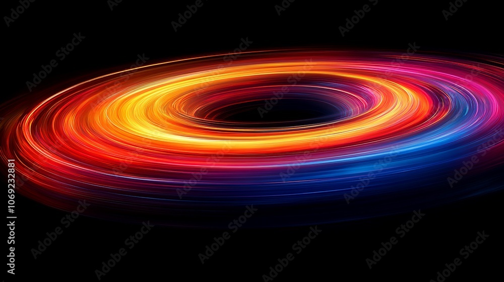 Abstract colorful glowing ring on black background. Abstract colorful glowing ring on black background.