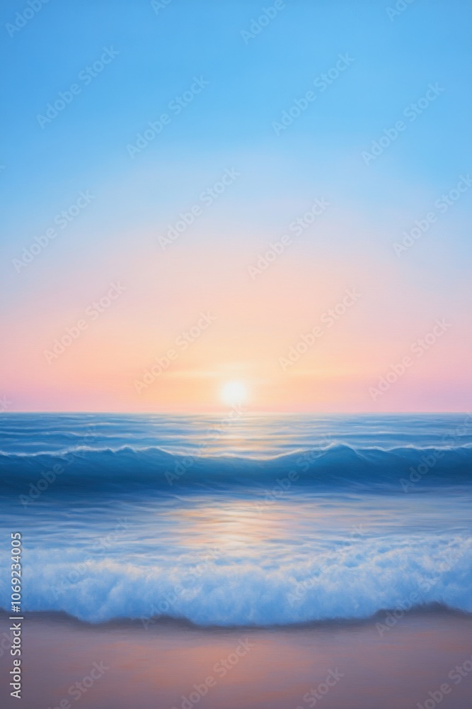 Obraz premium Peaceful sunset over serene ocean waves