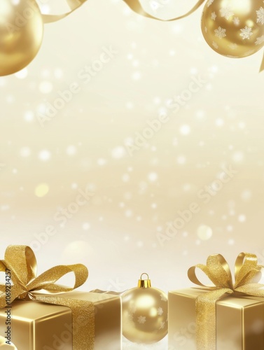Elegant golden gift boxes and decorations prepare for a festive celebration during the holiday season