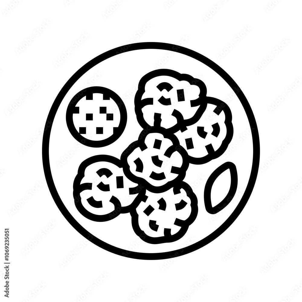 cakes fish line icon vector. cakes fish sign. isolated contour symbol black illustration cakes fish line icon vector. cakes fish sign. isolated contour symbol black illustration