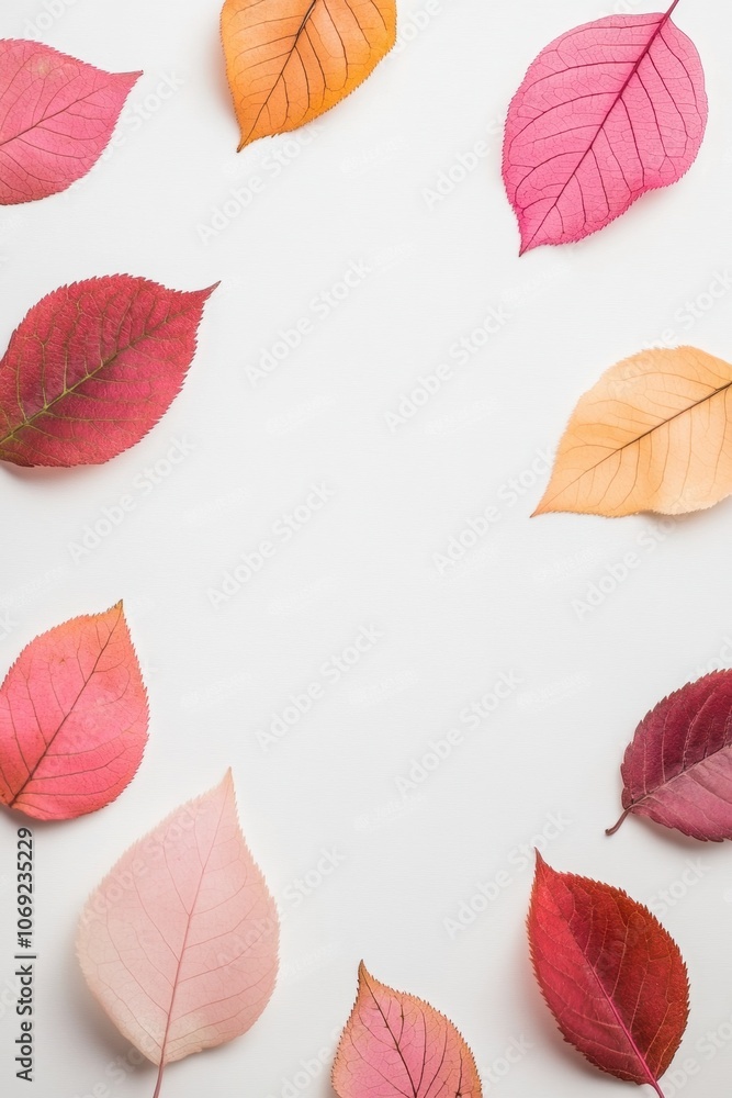 Vibrant autumn leaves on a white background Vibrant autumn leaves on a white background
