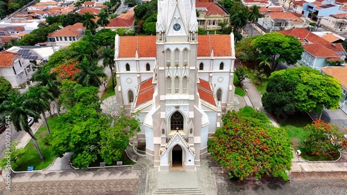 Central Church At Mococa In Sao Paulo Brazil. Religion Background. Catholic Church. Central Square. Central Church At Mococa In Sao Paulo Brazil. Countryside City. Mococa Brazil.  photo