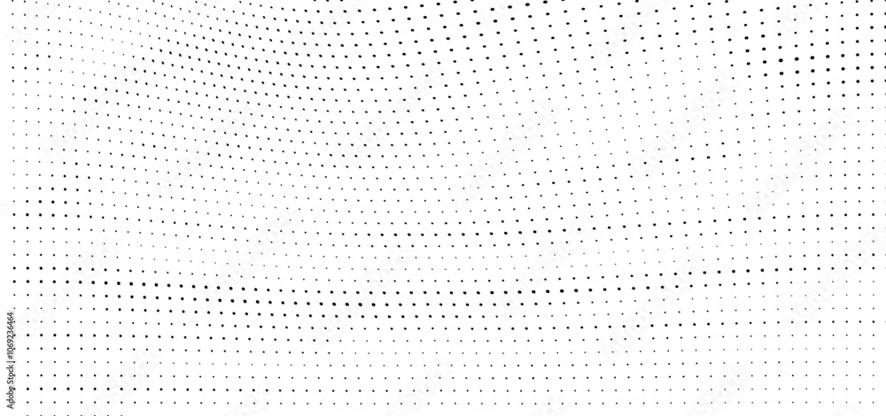 Black and white halftone texture. Waves of black dots on a white background Black and white halftone texture. Waves of black dots on a white background