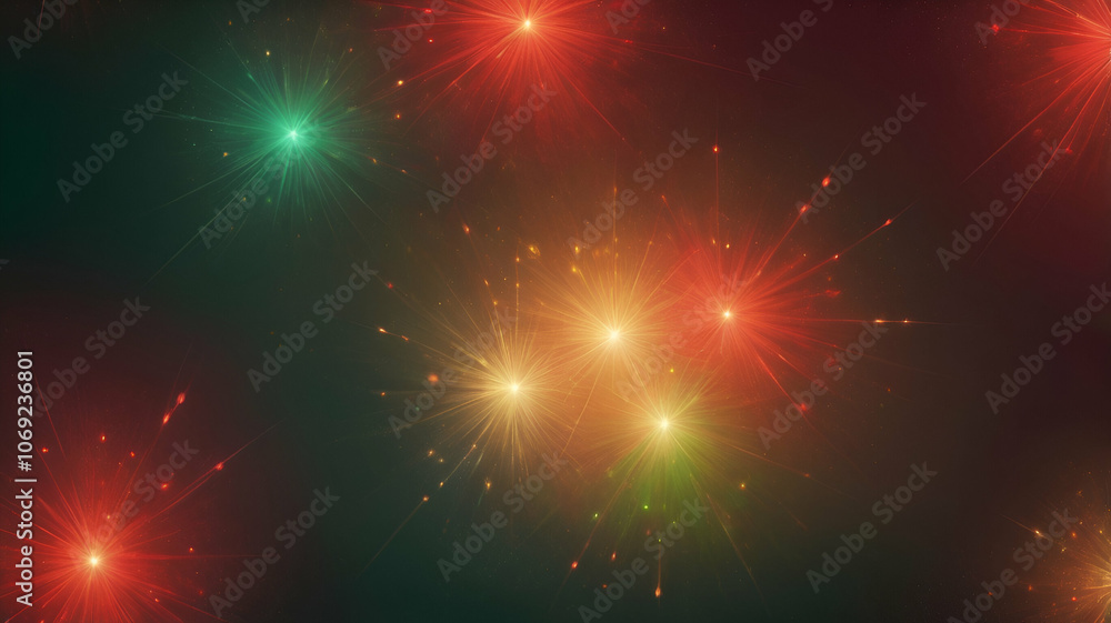 Naklejka premium Abstract Festive Christmas Gradient with Subtle Sparkle: Red, Green, and Gold Holiday-Themed Graphic Background Texture