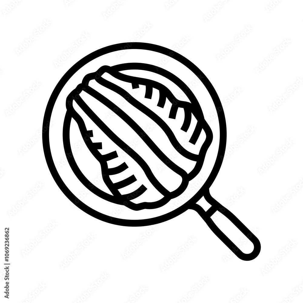 pan seared trout fish line icon vector. pan seared trout fish sign. isolated contour symbol black illustration pan seared trout fish line icon vector. pan seared trout fish sign. isolated contour symbol black illustration