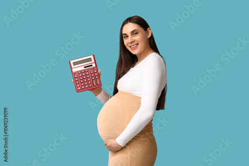 Pregnant woman holding red ...