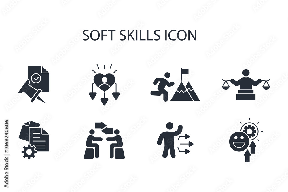 Soft skills icon set.vector.Editable stroke.linear style sign for use web design,logo.Symbol illustration. Soft skills icon set.vector.Editable stroke.linear style sign for use web design,logo.Symbol illustration.