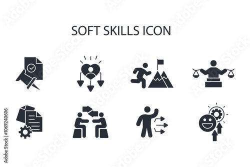 Soft skills icon set.vector.Editable stroke.linear style sign for use web design,logo.Symbol illustration.