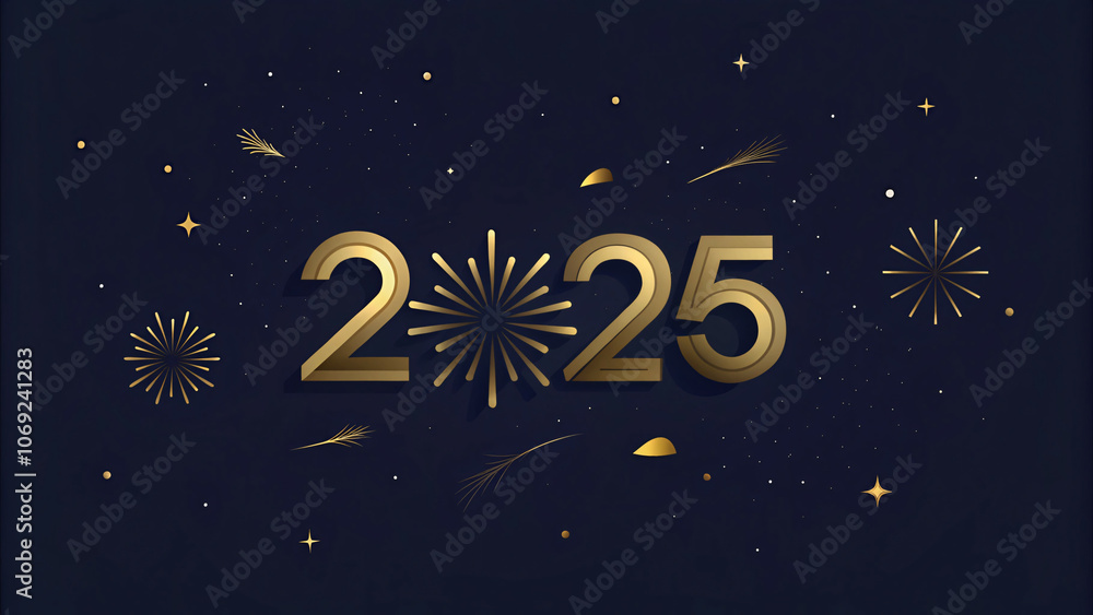Elegant, New Year-themed graphic with golden confetti, fireworks, and 2025 text in a sleek, minimalist design. Ideal for social media and web posters Elegant, New Year-themed graphic with golden confetti, fireworks, and 2025 text in a sleek, minimalist design. Ideal for social media and web posters