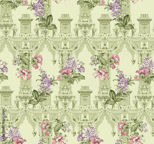 Obraz na płótnie seamless beautiful wallpaper cards all over design floral leaf vintage ornament Victorian ethnic geometric print paisley w salonie