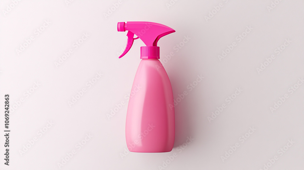 Pink Plastic Spray Bottle Mockup on White Background Pink Plastic Spray Bottle Mockup on White Background