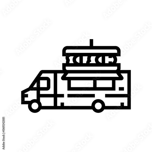 burger food truck line icon vector. burger food truck sign. isolated contour symbol black illustration