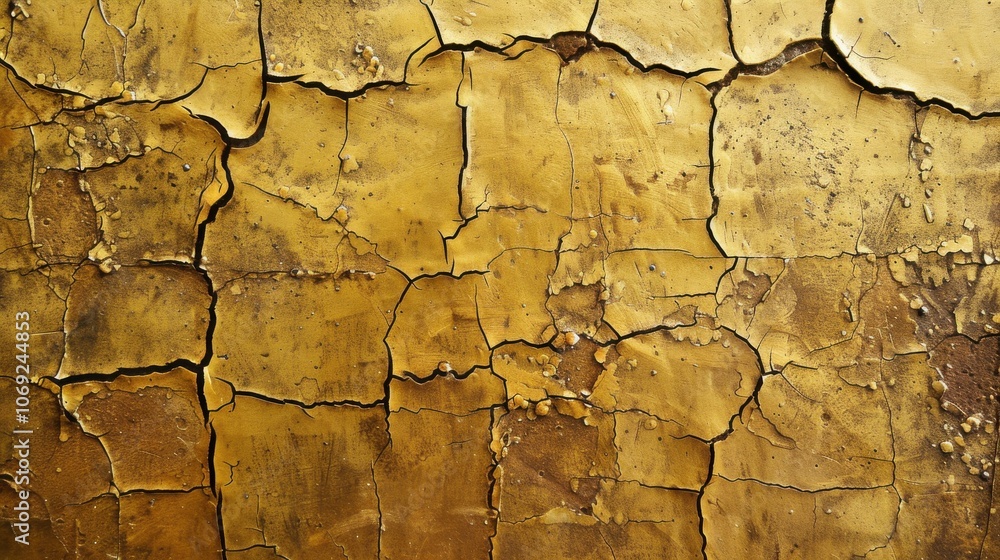 A rustic gold cracked paint texture background with a weathered look A rustic gold cracked paint texture background with a weathered look