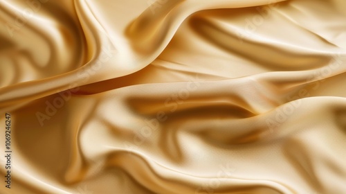 A shiny gold satin fabric texture background with smooth, flowing folds