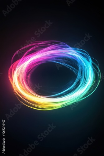 Vibrant abstract swirling light trails in a dark background