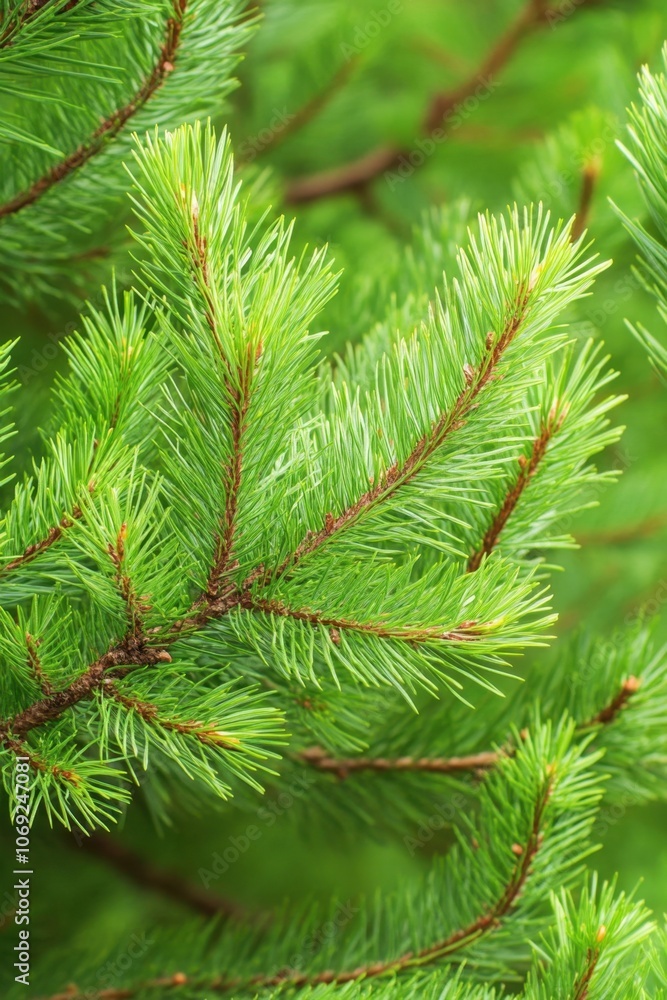 Close-up of lush green pine tree branches with vibrant foliage Close-up of lush green pine tree branches with vibrant foliage