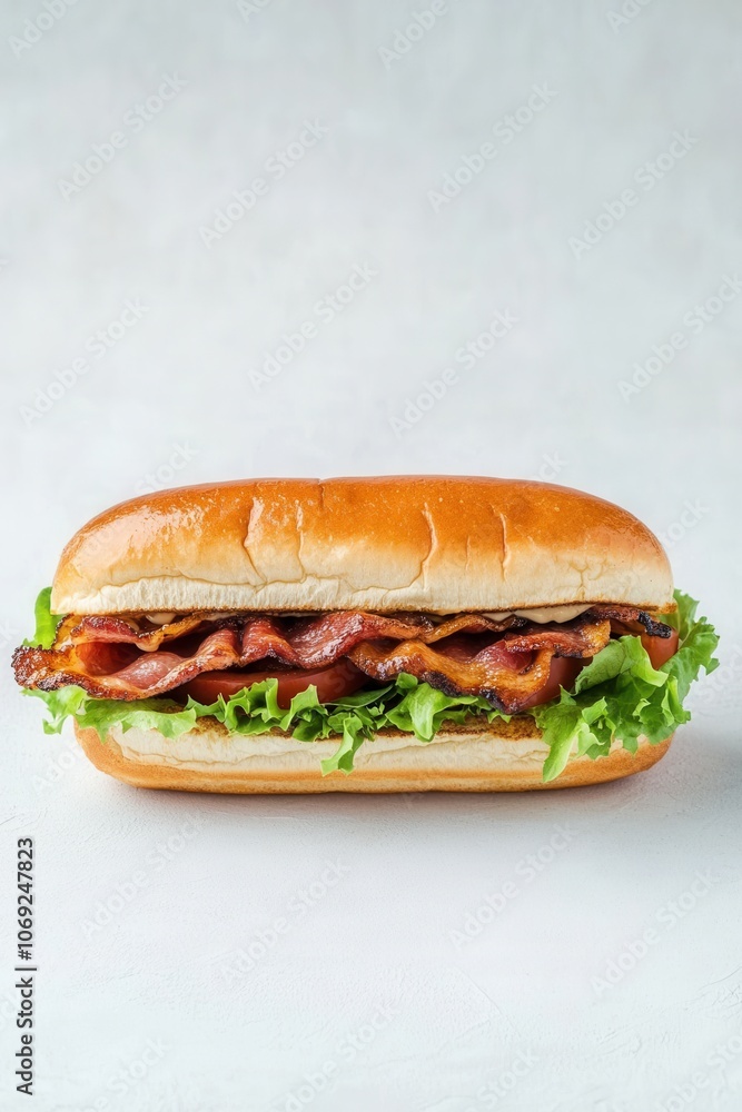 Delicious bacon cheeseburger with fresh lettuce on a soft bun