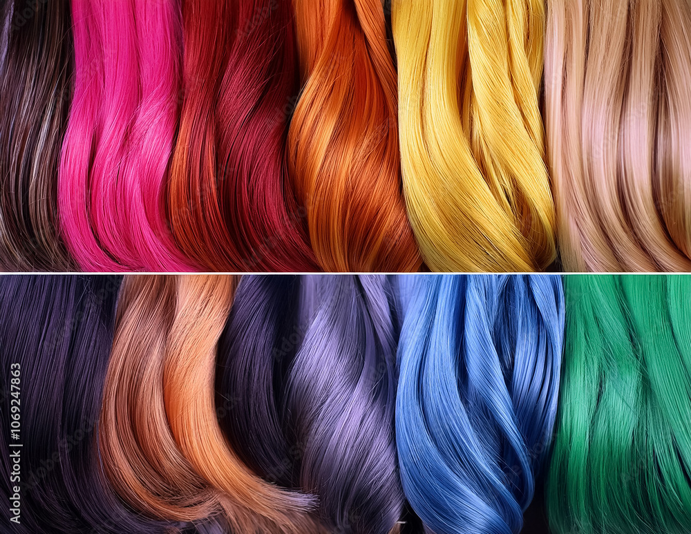 Haarsträhnen in verschiedenen Farben