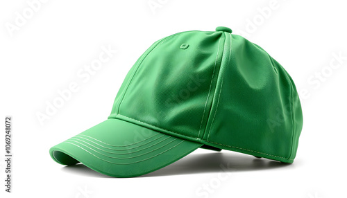 green baseball cap or Working peaked cap. Isolated on a white background isolated with white highlights, png