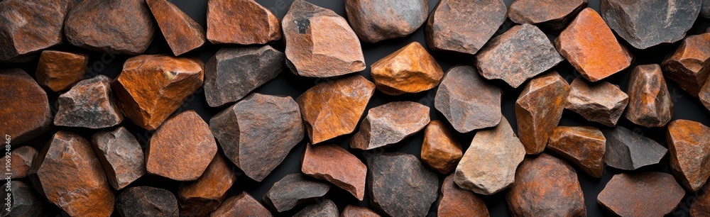 Fototapeta premium Pile of rugged natural rocks in various shades of brown and orange