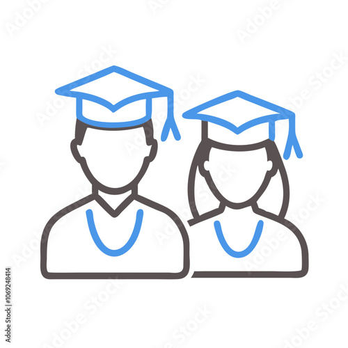 Icon of graduates with caps for education and achievement