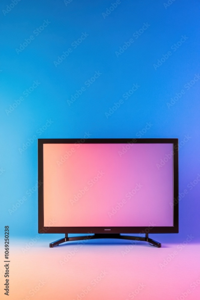 Vibrant gradient background with modern flat screen television Vibrant gradient background with modern flat screen television