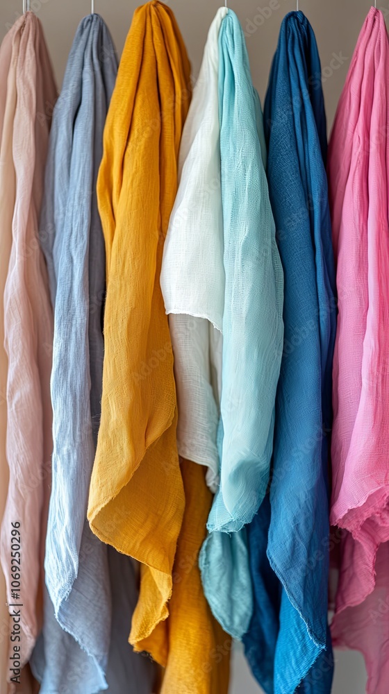 Colorful Fabric Swatches Hanging Display Colorful Fabric Swatches Hanging Display