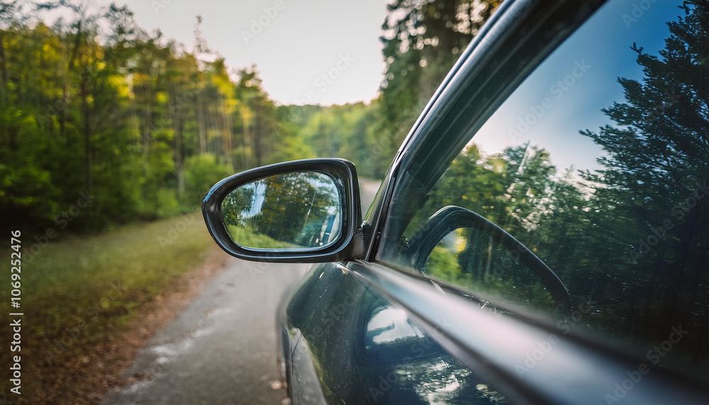 Close-up of car side mirror. Close-up of car side mirror.