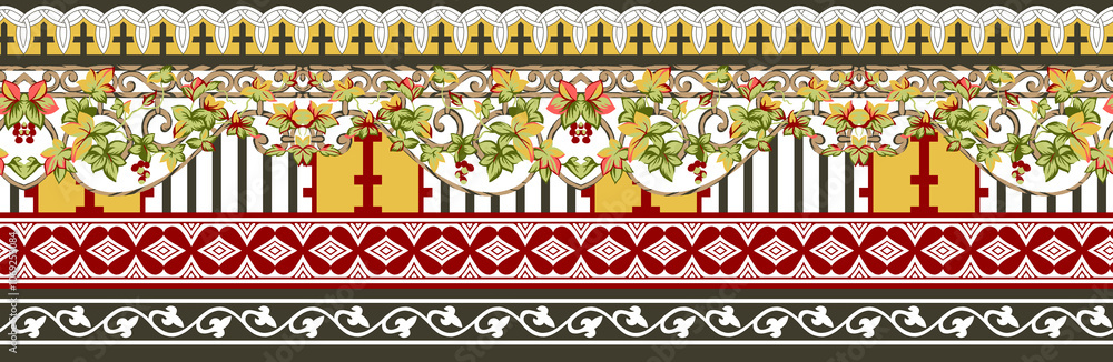 seamless beautiful wallpaper cards border design floral leaf vintage ornament Victorian geometric ethnic print paisley