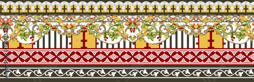 Obraz na płótnie seamless beautiful wallpaper cards border design floral leaf vintage ornament Victorian geometric ethnic print paisley w salonie