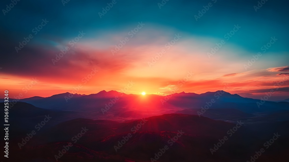 Sunrise over the mountains, with the early morning light illuminating the rugged peaks in a warm, golden glow Sunrise over the mountains, with the early morning light illuminating the rugged peaks in a warm, golden glow
