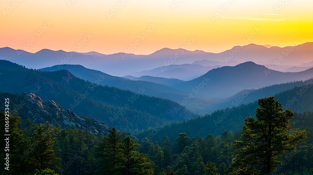 Sunrise over the mountains, with the early morning light illuminating the rugged peaks in a warm, golden glow Sunrise over the mountains, with the early morning light illuminating the rugged peaks in a warm, golden glow