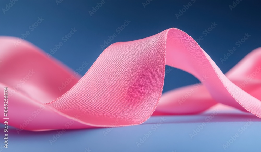 Vibrant pink fabric flowing against a clear blue sky Vibrant pink fabric flowing against a clear blue sky