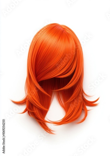 Vibrant orange wig with flowing locks